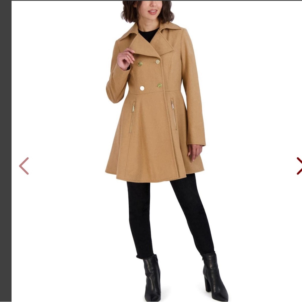 Women's Tan Double-Breasted Coat